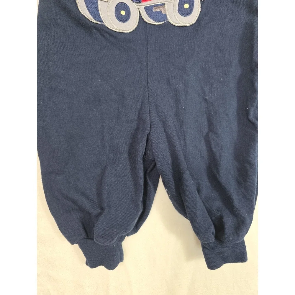 Y2K Baby Boy Navy Truck Puppy Overalls Romper 6-9M Cute Outfit